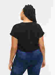 Short sleeved cotton blend t-shirt, Black, Model