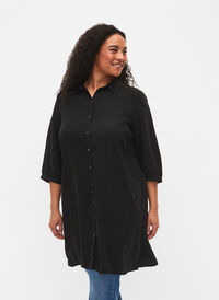 	 Long shirt with 3/4 sleeves in lyocell (TENCEL™), Black, Model