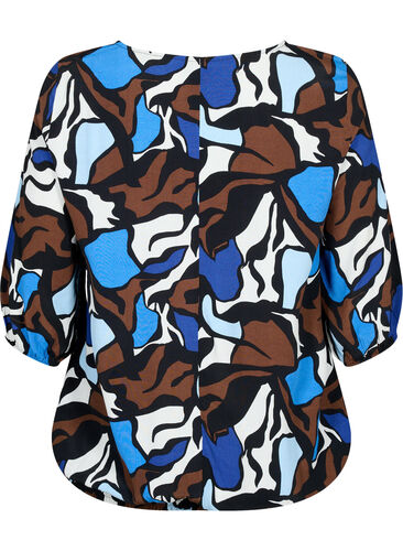 Viscose blouse with print and smock, Zafia AOP, Packshot image number 1