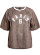 Lace T-shirt with text print, Brown, Packshot image number 0