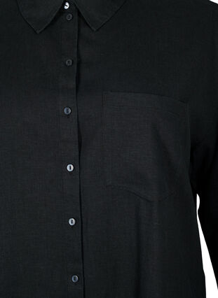 Long shirt in linen-viscose blend, Black, Packshot image number 2