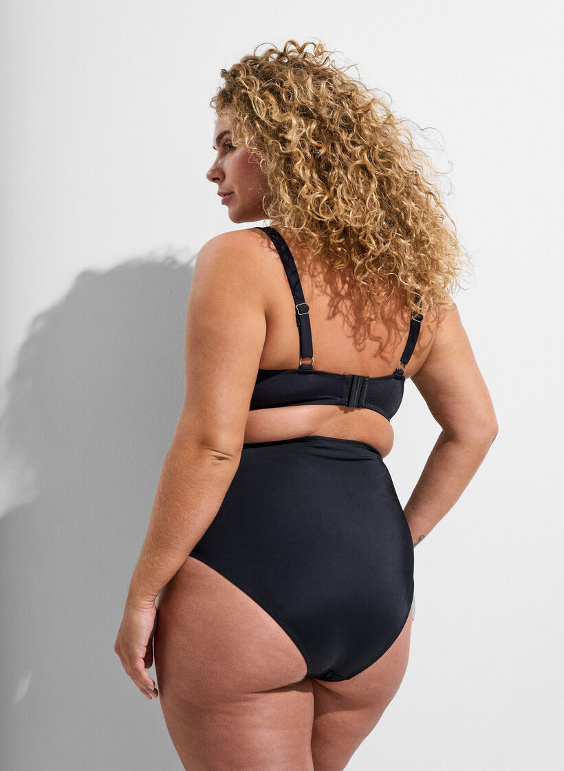 High waisted bikini bottom, Black, Model image number 1