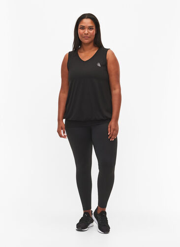 Sleeveless workout top with balloon fit, Black, Model image number 2