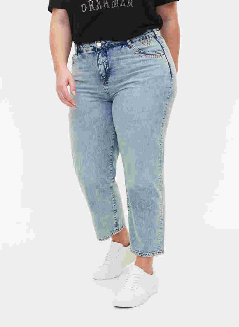 Cropped Vera jeans with studs, Light blue denim, Model image number 2
