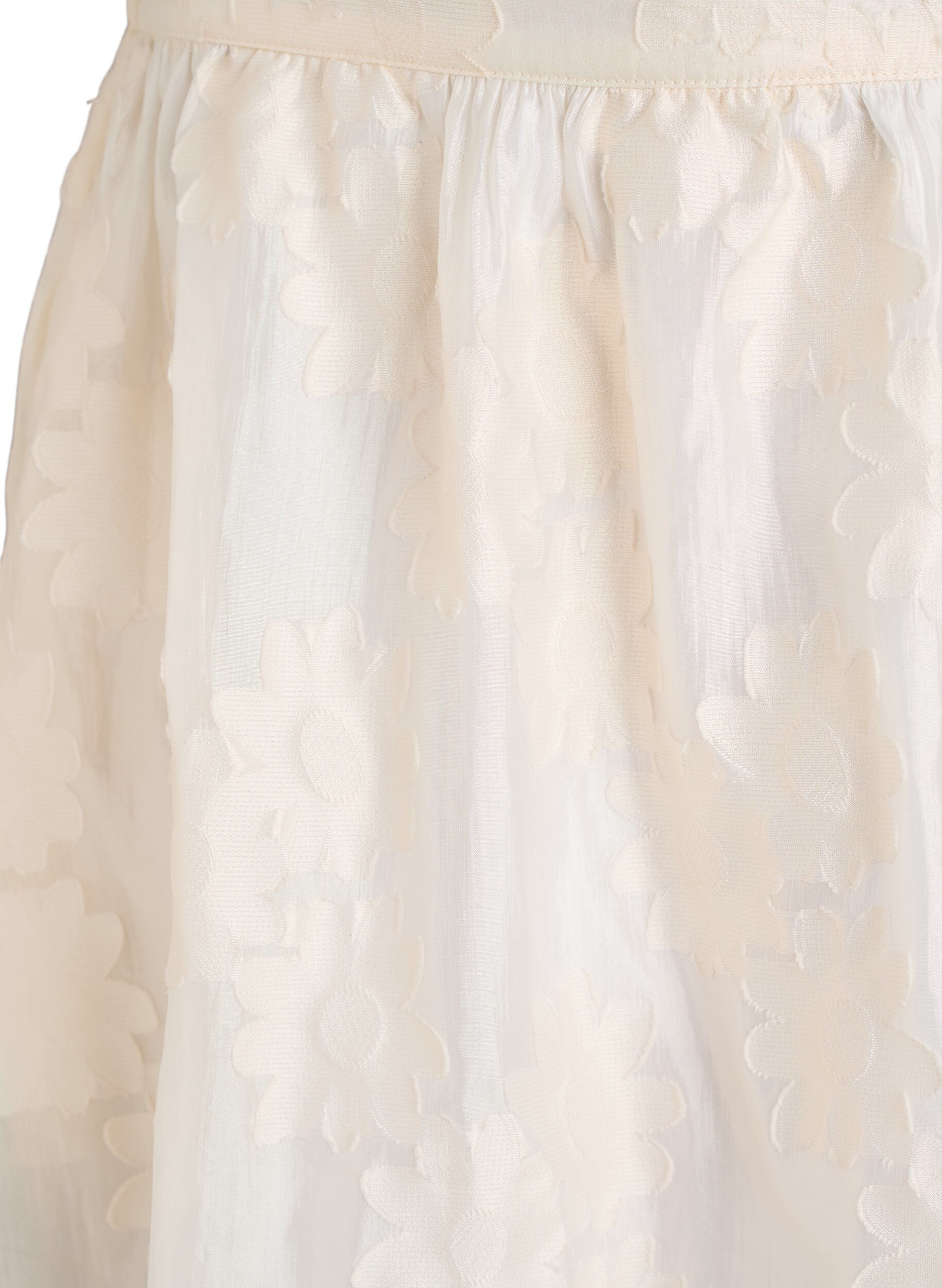 Zizzifashion Floral jacquard midi skirt, Vanilla, Packshot image number 2