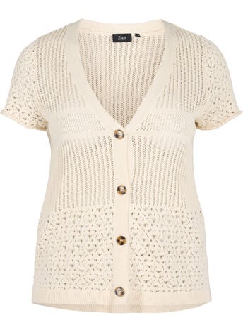 Short-sleeved knit cardigan with buttons