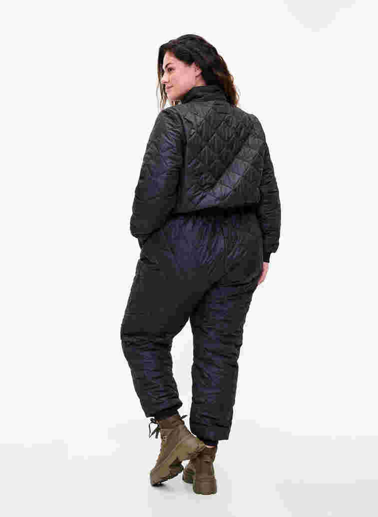 Quilted thermal jumpsuit with adjustable waist, Black, Model image number 1