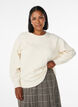 Knitted blouse with sewn-on cord details, Beige, Model image number 0