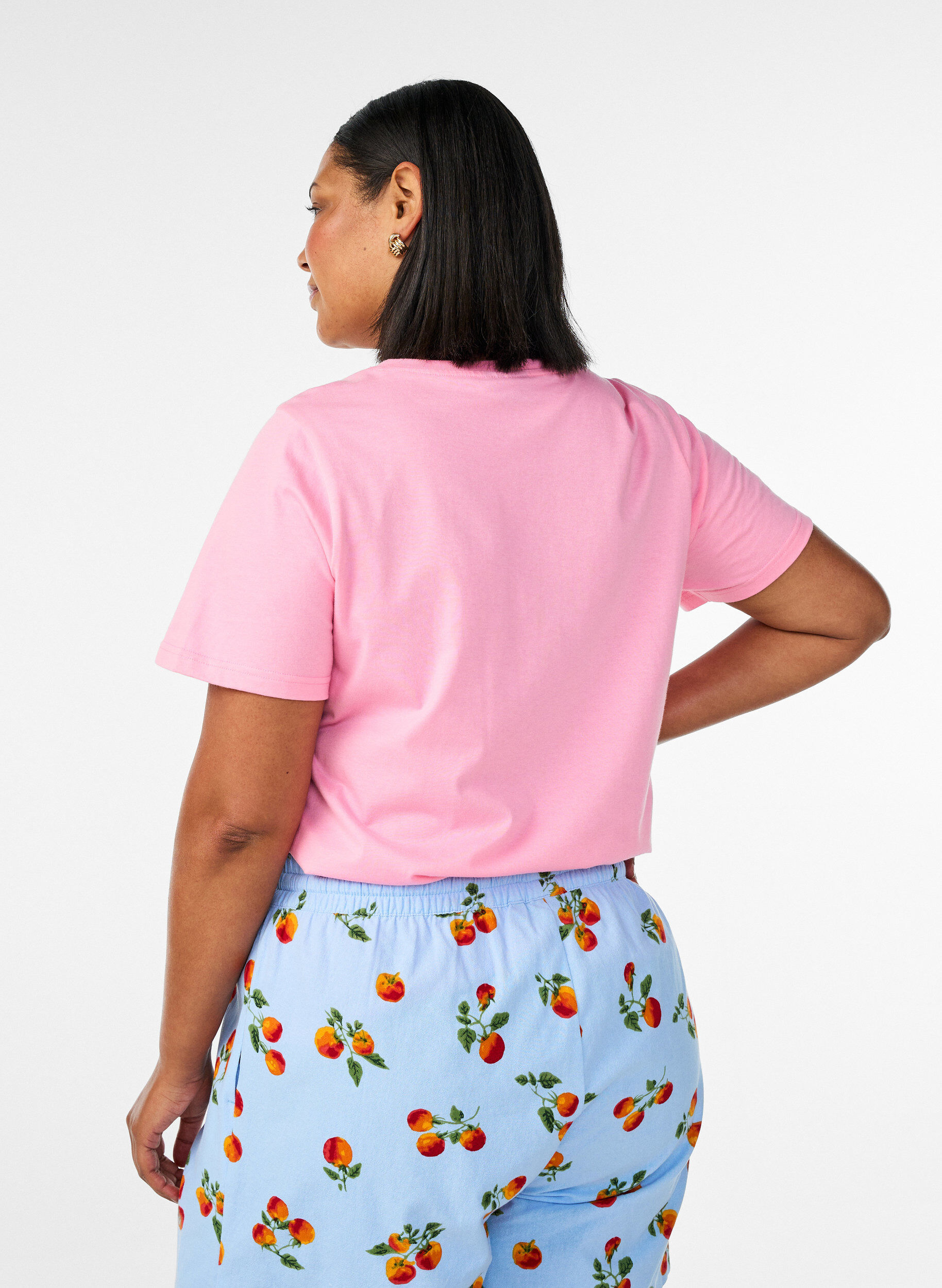 ZizzifashionOrganic cotton T-shirt with tomato print, Pink, Model image number 2