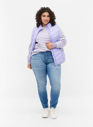 Short vest with zip and pockets, Lavender, Model image number 2