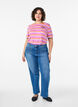 Cotton T-shirt with stripes, Pink, Model image number 1