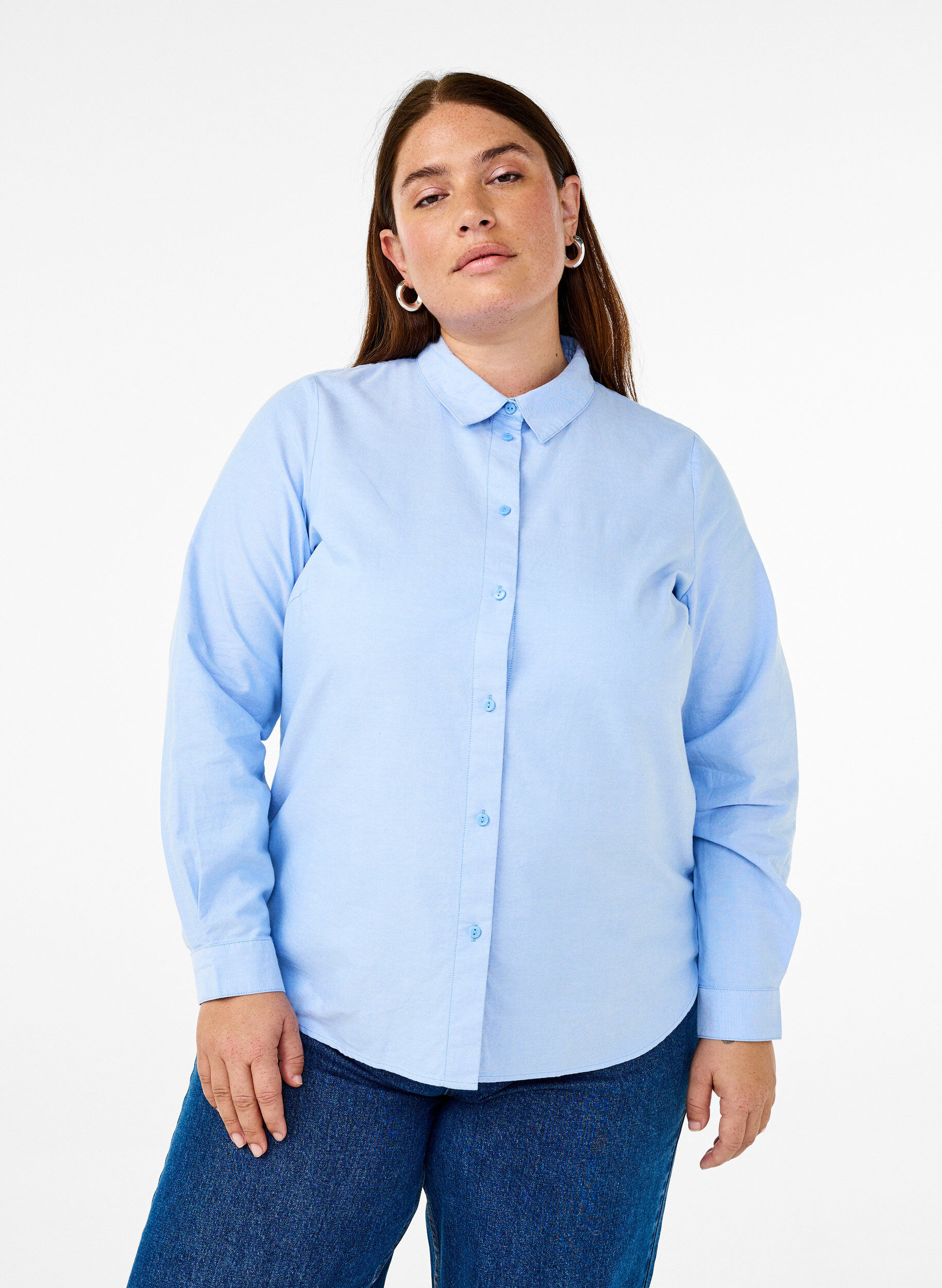 Zizzifashion Long-sleeved cotton shirt, Light Blue, Model image number 0