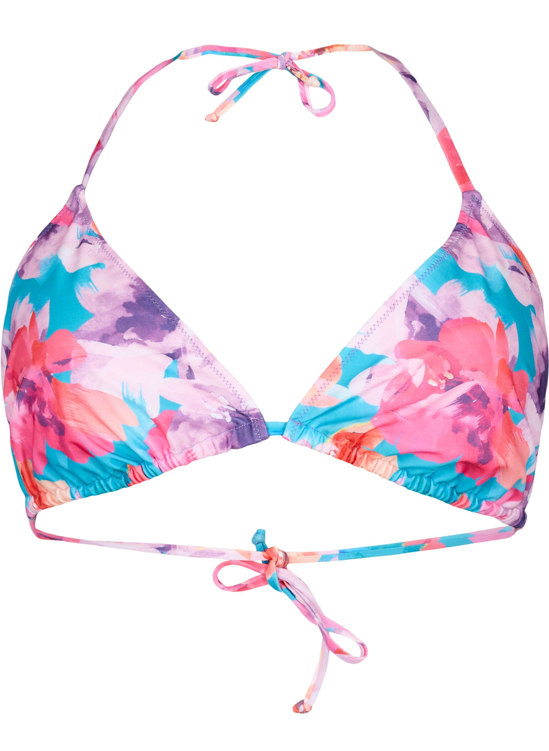 Zizzifashion Triangle bikini bra with print, Pink, Packshot image number 0