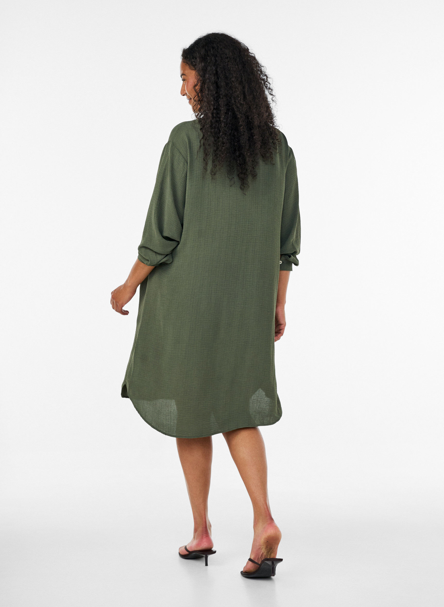 ZizzifashionLong shirt with a light texture, Green, Model image number 1