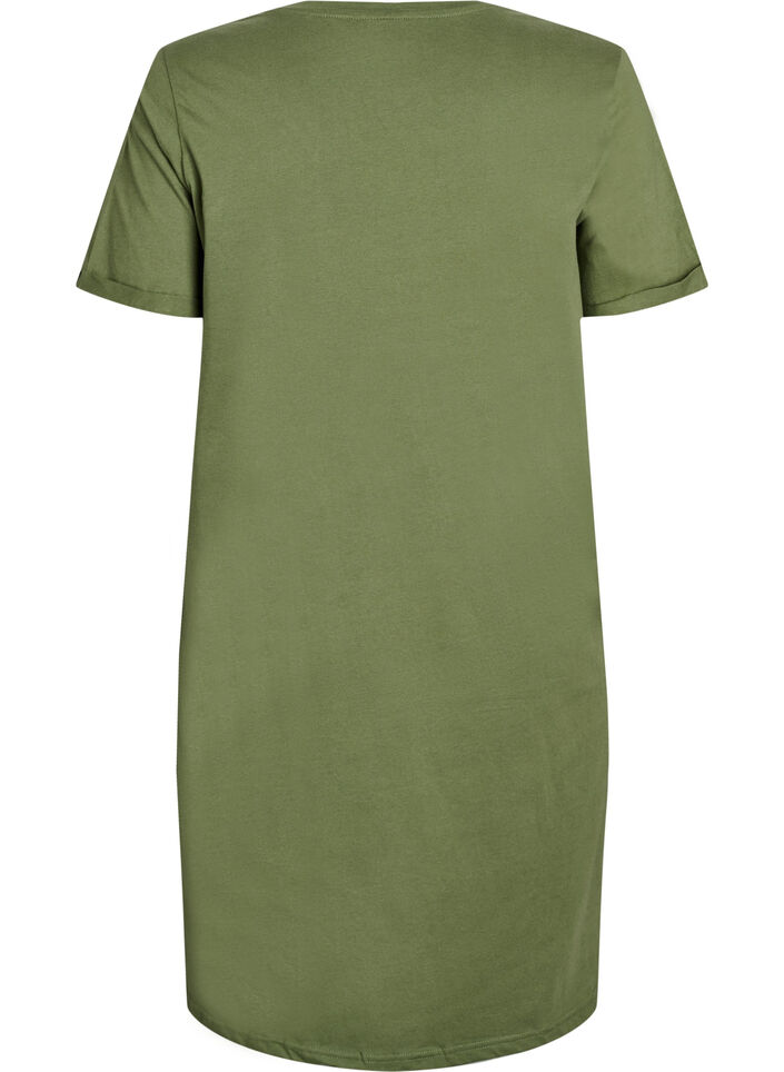 Short-sleeved nightgown in organic cotton, Green, Packshot image number 1