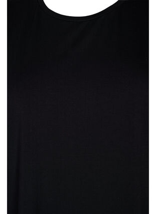 Short-sleeved cotton dress with slits, Black, Packshot image number 2