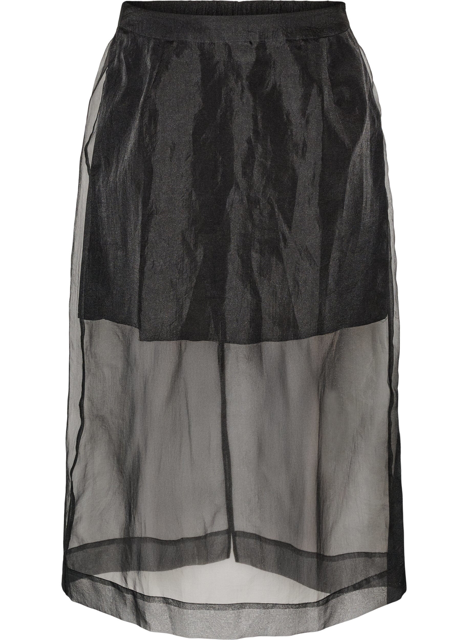 ZizzifashionLong organza-look skirt, Black, Packshot image number 0