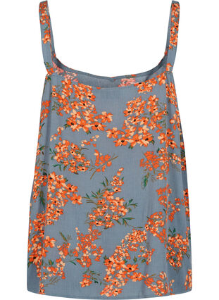Printed viscose top with an A-line cut, Balsam Green Flower, Packshot image number 1