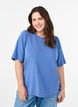 T-shirt with glitter and short puff sleeves, Blue, Model image number 0