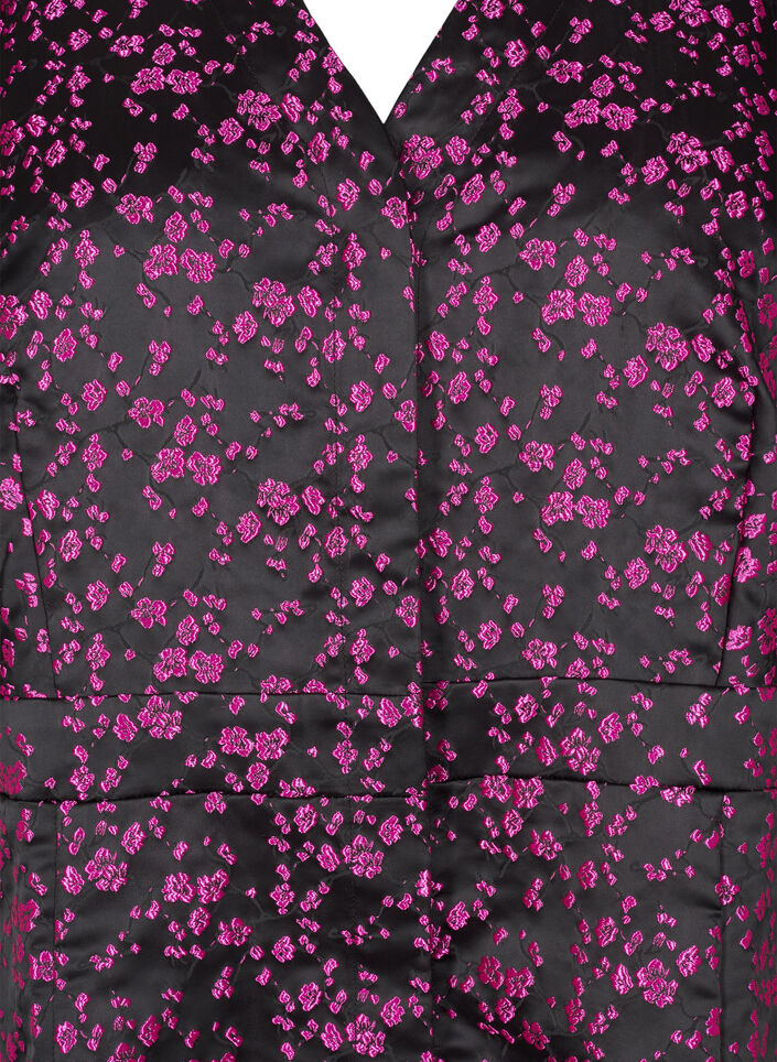 Knee-length dress with embroidered flowers, Black Pink Flower, Packshot image number 2