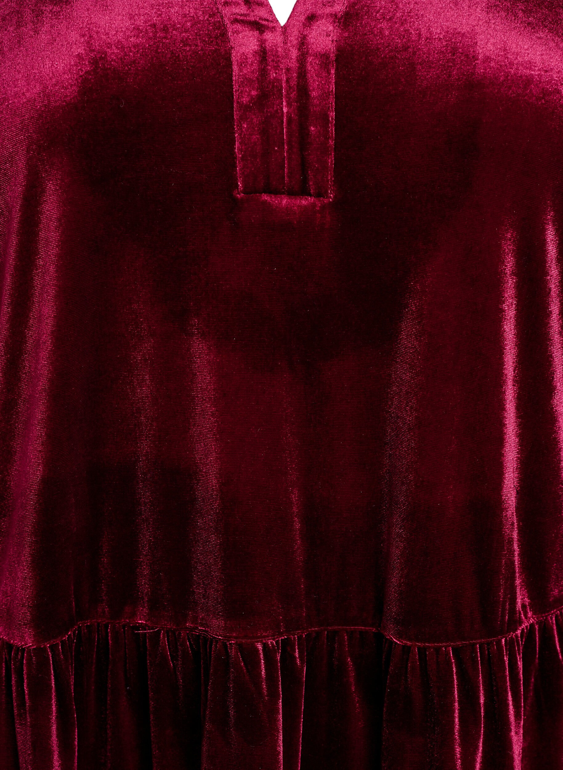 ZizzifashionShort velour dress with a ruffle collar and long sleeves, Red, Packshot image number 2
