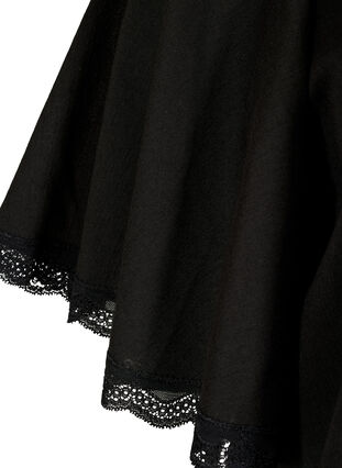 Wide 2/4-length sleeves and lace details, Black, Packshot image number 2
