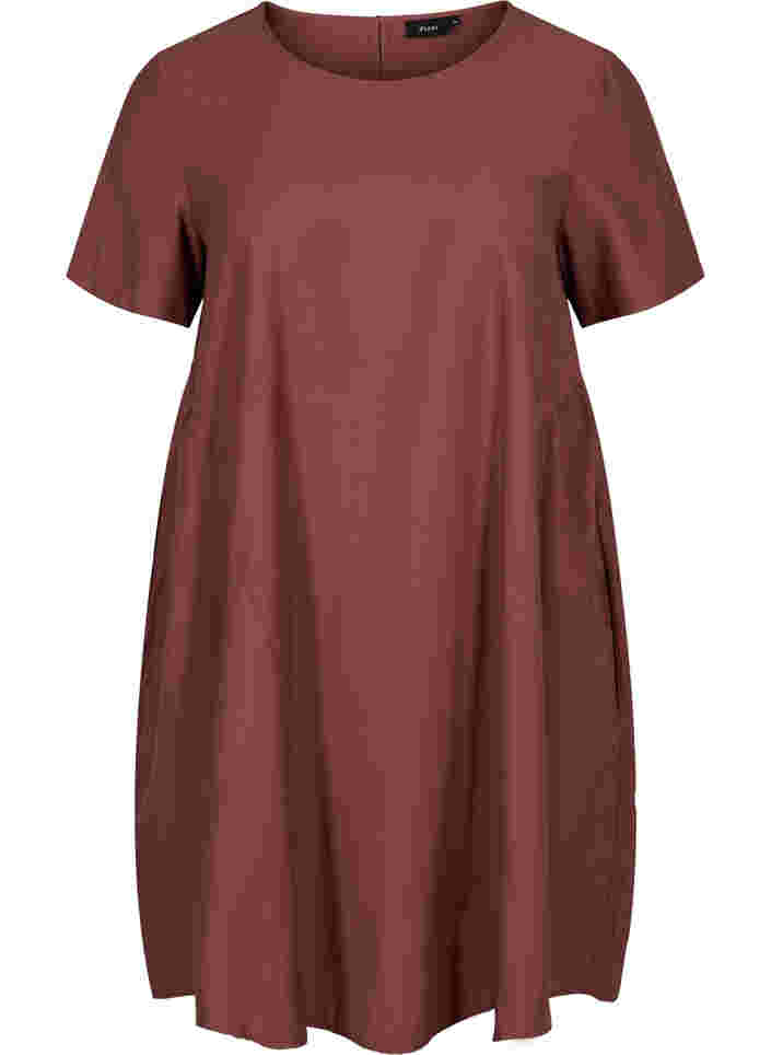 Short-sleeved A-line tunic, Mahogany, Packshot image number 0