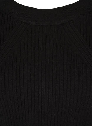Ribbed blouse with balloon sleeves, Black, Packshot image number 2