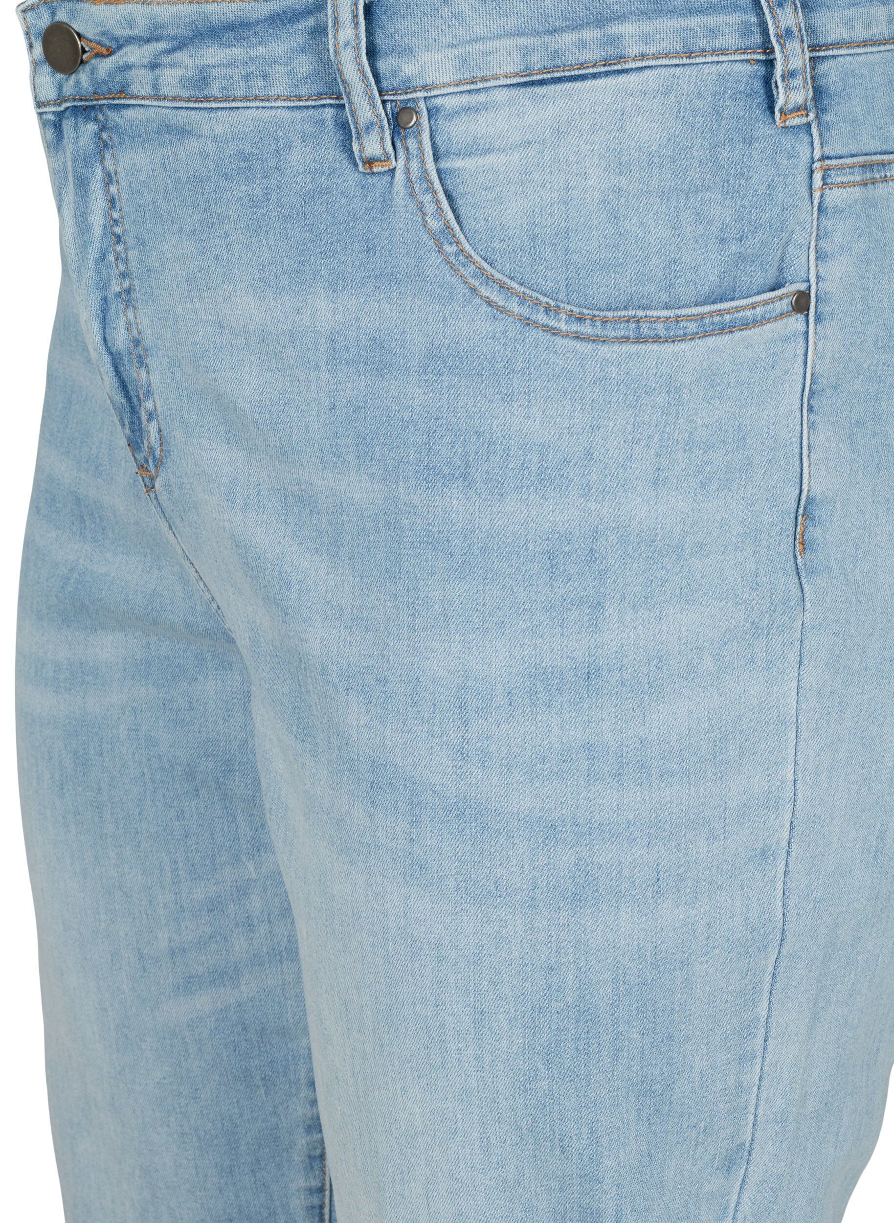 Zizzifashion7/8 jeans with rolled up hems and high waist, Light Blue, Packshot image number 2