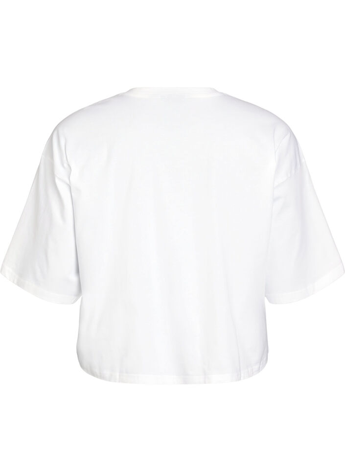 Short T-shirt with a loose fit, White, Packshot image number 1