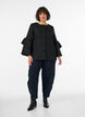 Boucl&eacute; jacket with ruffle details, Black, Model image number 1