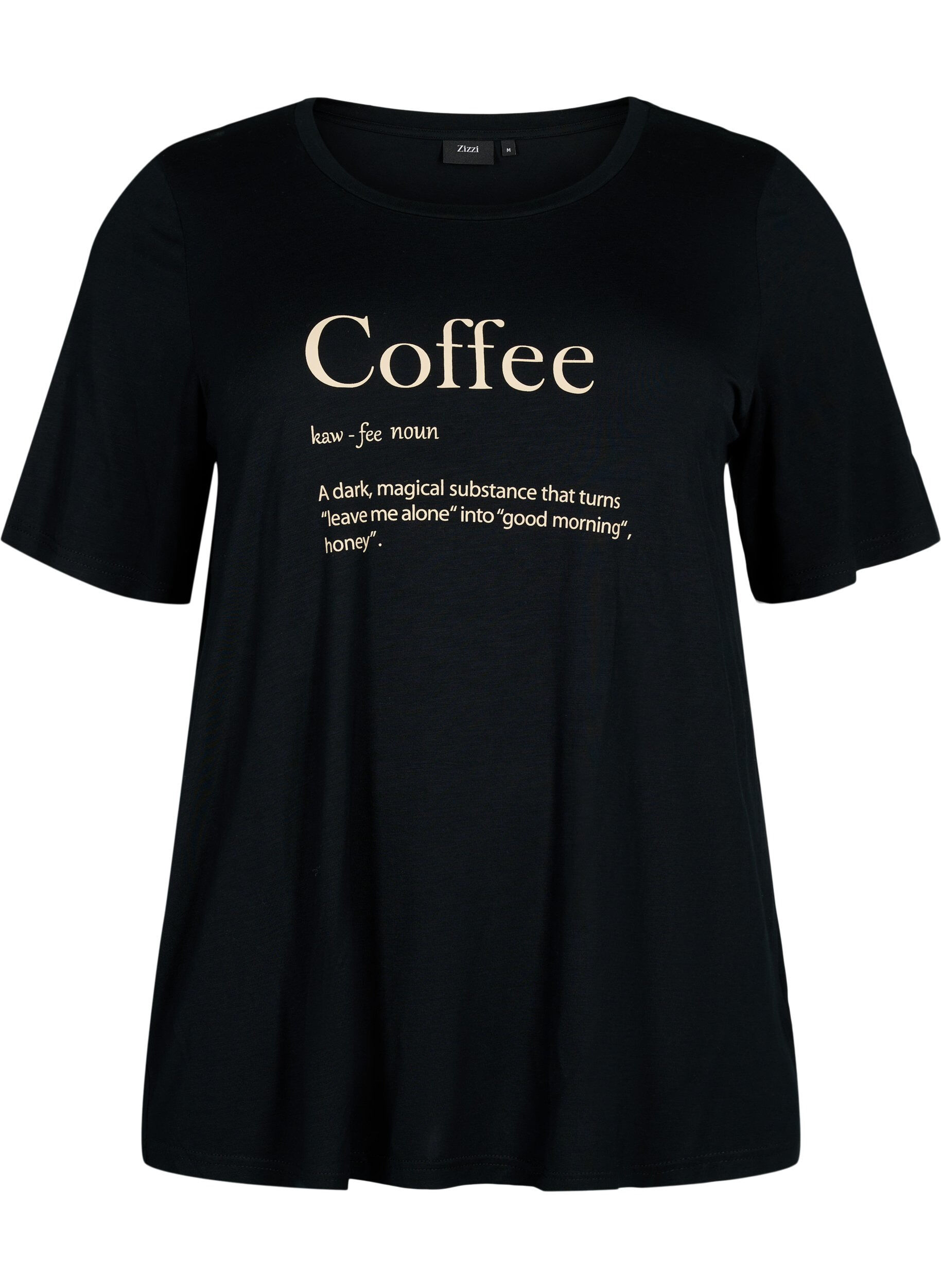 Zizzifashion Short-sleeved viscose night t-shirt, Black Coffee, Packshot image number 0