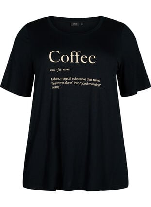 Short-sleeved viscose night t-shirt, Black Coffee, Packshot image number 0