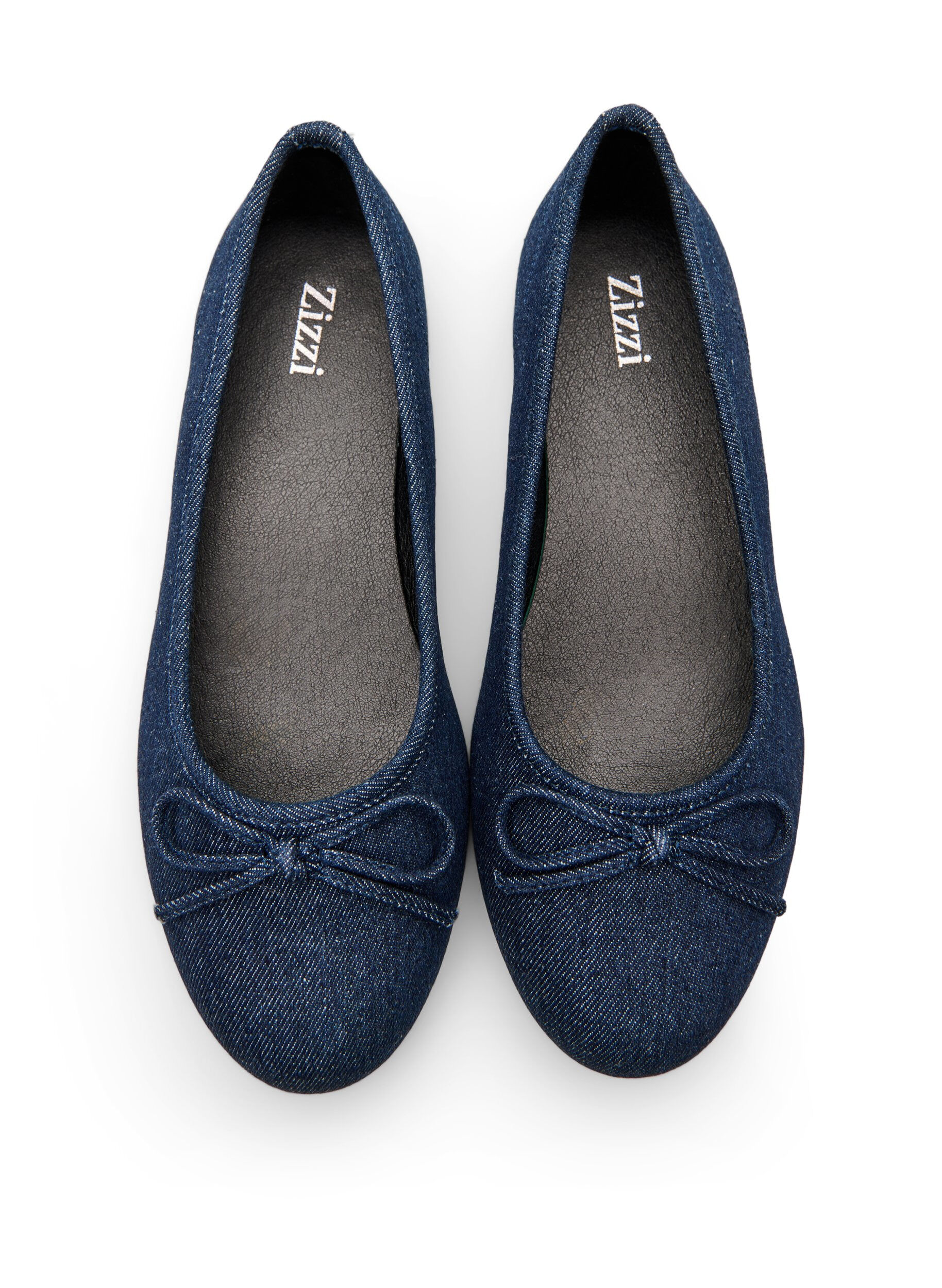 Zizzifashion Wide fit - Denim ballerina with bow, Blue, Packshot image number 2