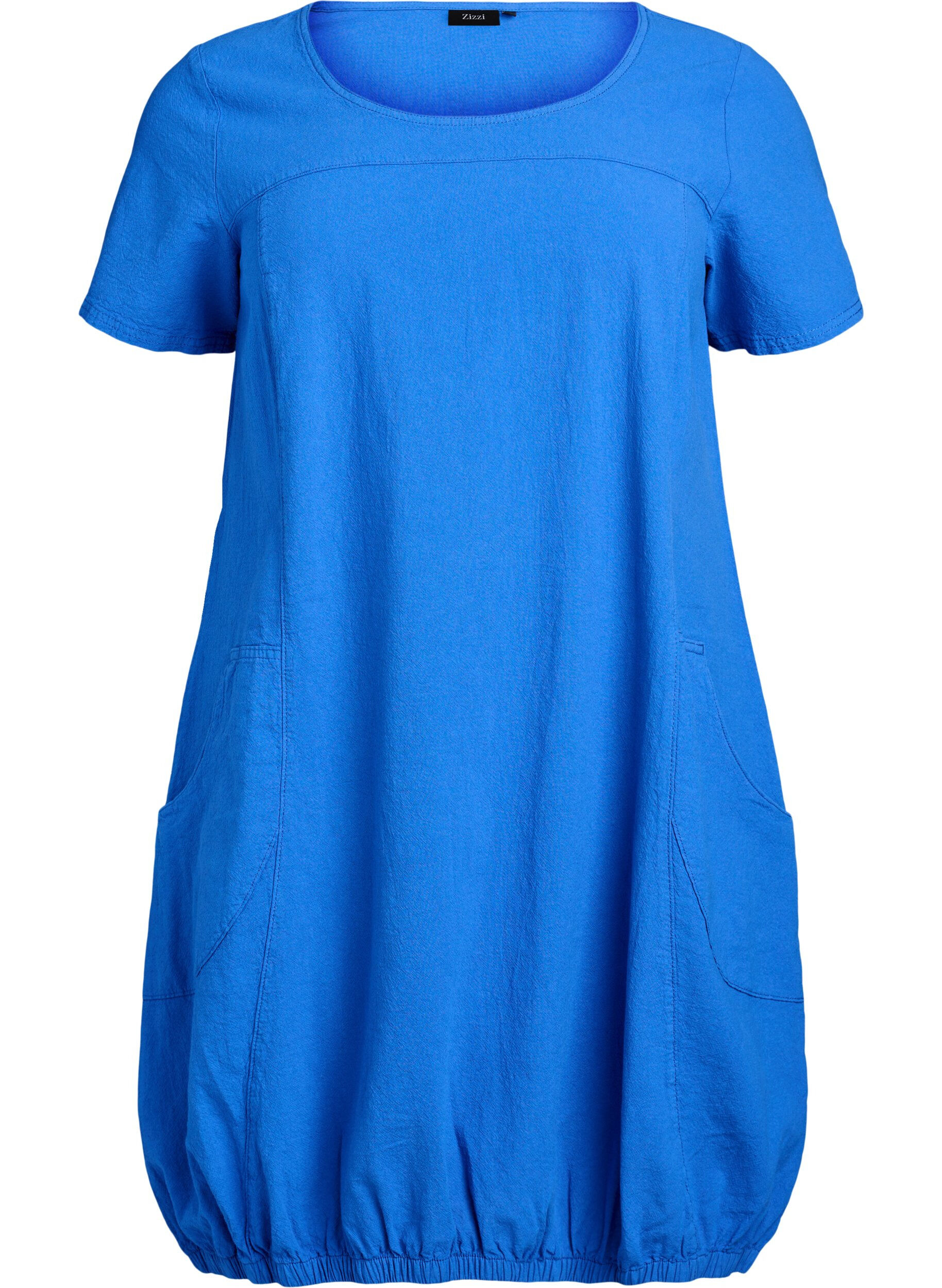 ZizzifashionShort sleeve cotton dress, Blue, Packshot image number 0