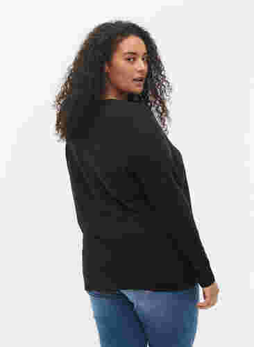 Textured knitted top with round neck, Black, Model image number 1