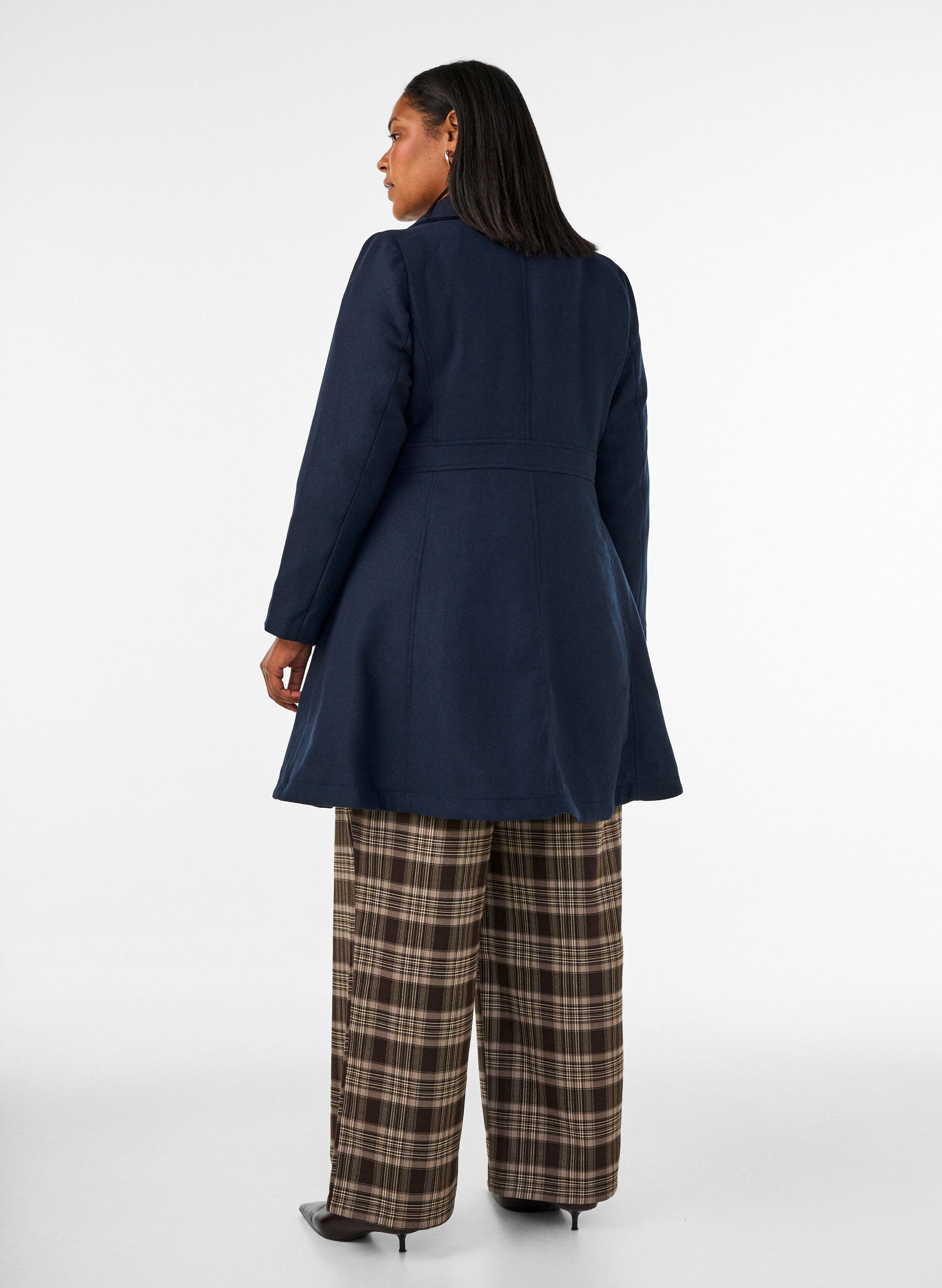 ZizzifashionA-line wool coat with pockets, Blue, Model image number 2
