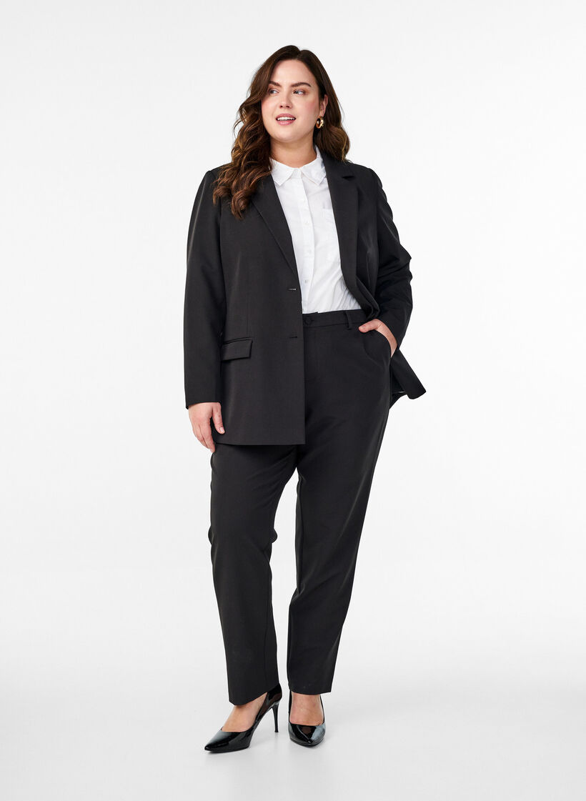 Trousers with pockets and straight legs, Black, Model image number 0