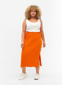 Tight-fitting viscose midi skirt, Exuberance, Model