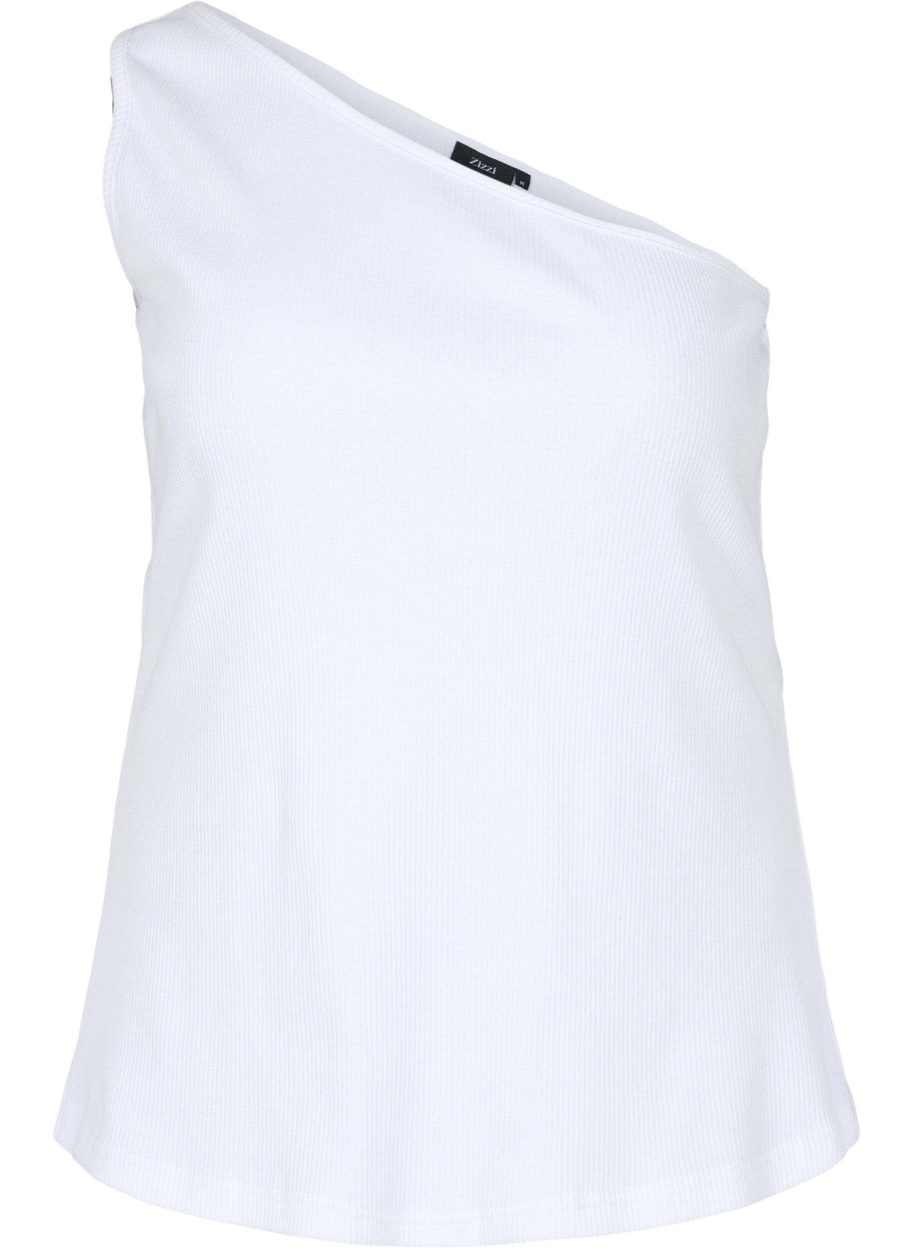 Zizzifashion One-shoulder top in cotton, Bright White, Packshot image number 0