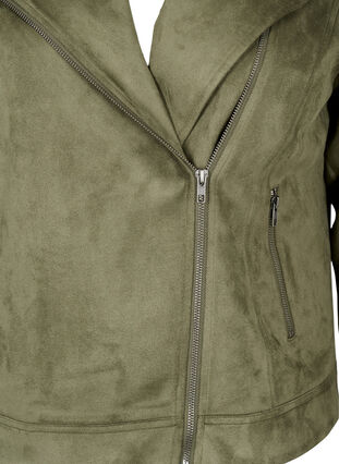 Biker jacket in faux suede, Dusty Olive, Packshot image number 2