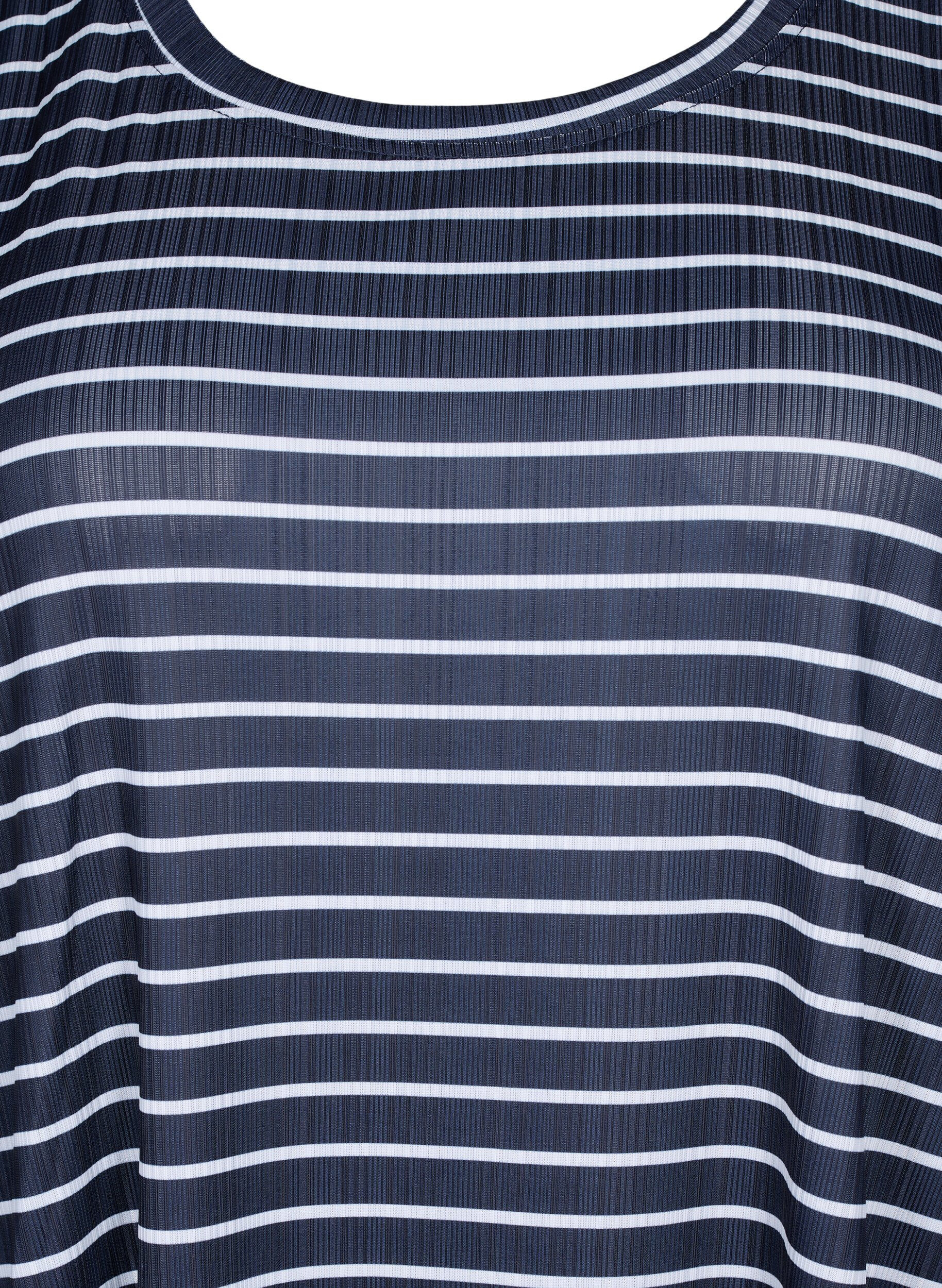Zizzifashion FLASH - Striped dress with short sleeves, Night S. W. Stripe, Packshot image number 2