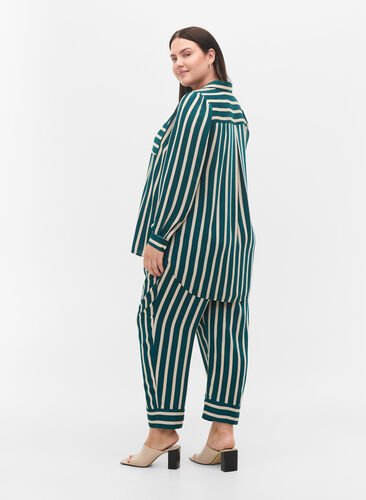 Loose-fitting striped trousers, Green Stripe, Model image number 1