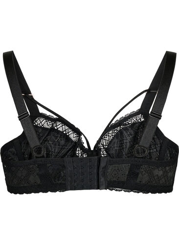 Lace balconette with thong detail, Black, Packshot image number 1