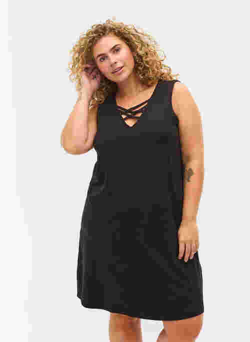 Sleeveless night dress with v-neck and cord detail  