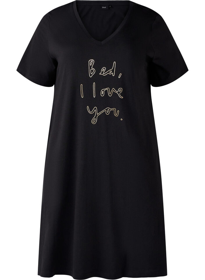 Organic cotton nightgown with v-neck, , Packshot image number 0