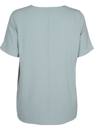 Short-sleeved blouse with v-neckline, Chinois Green, Packshot image number 1