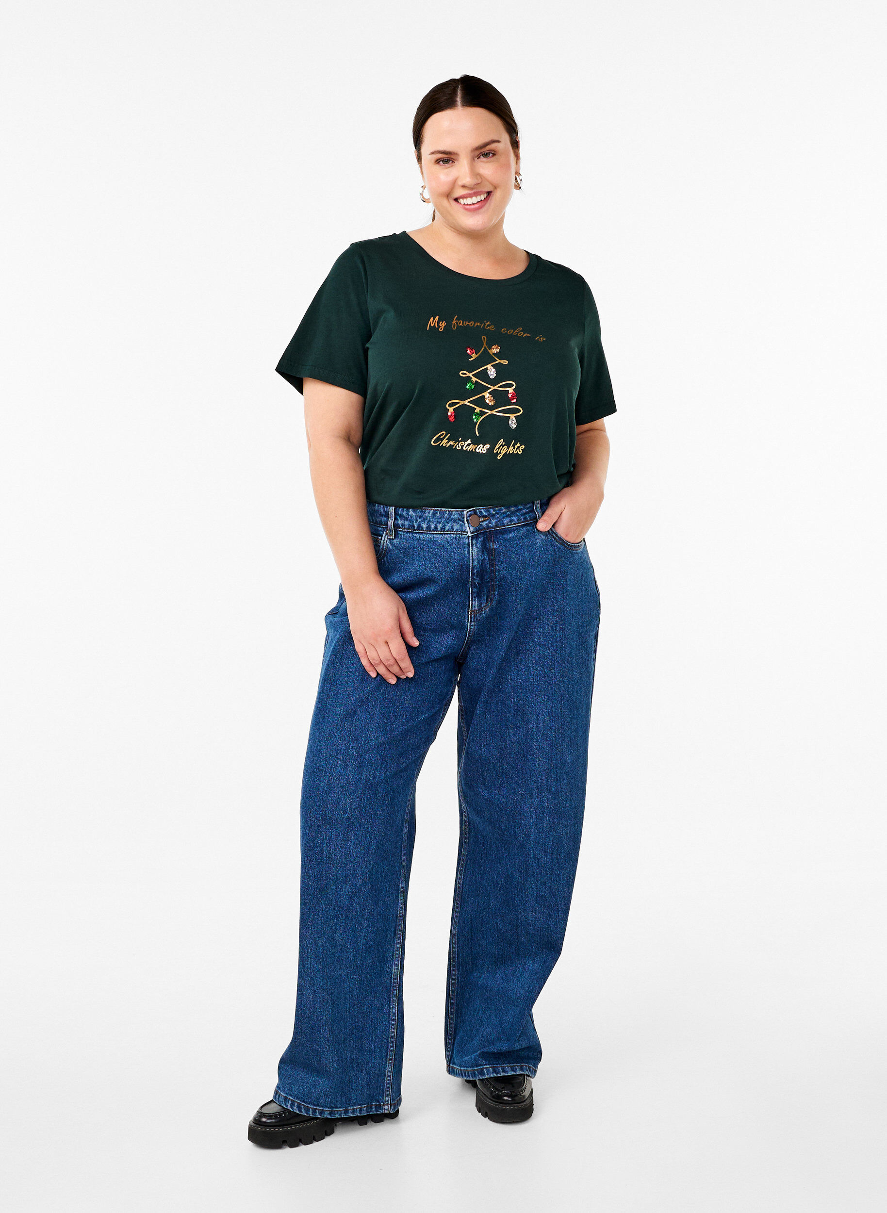 Zizzifashion Christmas t-shirts in 100% cotton, Scarab w. Tree, Model image number 2