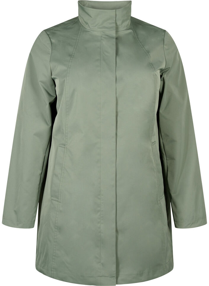Jacket with pockets and high collar, Green, Packshot image number 0
