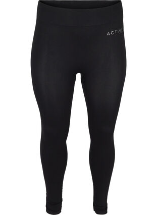 Plain seamless ski leggings, Black, Packshot image number 0